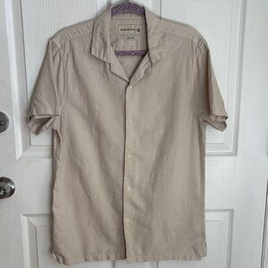 Abercrombie & Fitch Beige Linen Blend Short Sleeve Button Down Shirt Size M